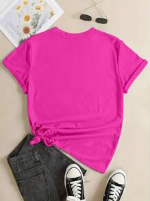 Camiseta de manga corta con cuello redondo y estampado de mariposas para mujer de talla grande, de verano