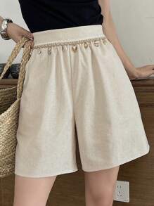 DAZY Women's Loose Casual Linen Vacation Beach Shorts, Summer New Style