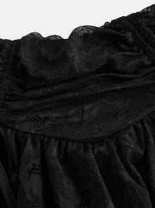 Sweetina 不对称下摆抽绳腰部褶饰蕾丝迷你裙