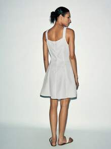 Lumivelle Women Solid Color Simple Sleeveless Casual Dress - Apricot - View 2