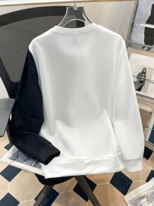 SHEIN 青少年男孩休闲运动衫，运动街头朋克摇滚学院风，适合日常穿着、派对、音乐节，适合春秋冬季 - 彩色 - 查看 2