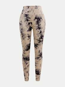 SHEIN Girlism 3件套少女针织棕色、灰色、黑色扎染图案修身休闲腰部镂空设计打底裤，基础百搭，适合返校、假日、家庭户外活动、秋冬季日常穿着。 - 彩色 - 查看 11