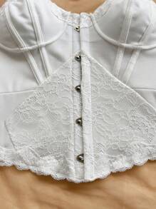 Soleia Lace Trim Fitted Cropped Camisole For Women, Vintage Style, Suitable For Vacation, Music Festival, Boho, Holiday Date, Afternoon Tea - White - View 7