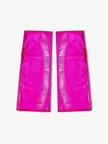 SHEIN ICON 女士金属露指手套，适合节日派对场合 - 玫紅色 - 查看 3