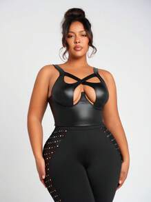 SHEIN SXY Plus Size Women's Sexy  Streetwear Cutout Camisole Vest, Suitable For Everyday Wear, Festivals, Date Nights, Birthdays, Bachelorette Parties, Weddings, Elegant, Casual, Shopping, Streetwear, Going Out, Coquettish, Easy To Match & Looks Slim, Accentuates Your Body, Flatters The Figure,Club Outfits Women Sexy