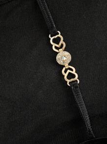 SHEIN MOD Áo kiểu cổ tròn thanh lịch đính sequin lấp lánh dành cho nữ, thích hợp cho các lễ hội âm nhạc. - màu đen - Xem 3