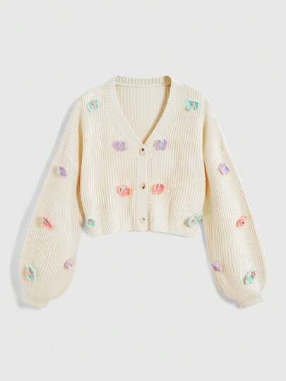 Fairycore Women's Cottagecore Style Colorful 3D Butterfly Decorative Cardigan