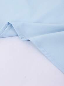 Girls Casual Solid Color V-Neck Ruffled Sleeve Back Hollow Design Removable Bow Decor Blouse, Suitable For Daily Wear - Baby Blue - View 7