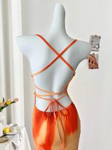 INAWLY 女式休闲舒适度假印花露背连衣裙 - 彩色 - 查看 7