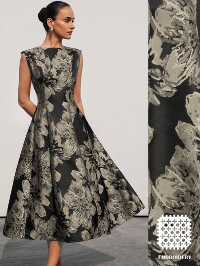 Aveloria Modichic 新款优雅端庄优雅女士礼服，高端奢华简约精致提花面料无袖收腰A字长裙