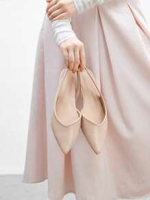 CUCCOO BIZCHIC Almond-Color Pointed Toe Flat Shoes For Women - Pink - View 3