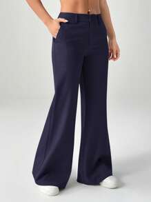 SHEIN EZwear 秋冬海军蓝大码休闲西装裤 - 藏蓝色 - 查看 3