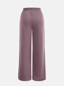 SHEIN 青少年女孩两件套：宽松字母印花装饰阔腿裤和上衣 - 淺灰紫 - 查看 6