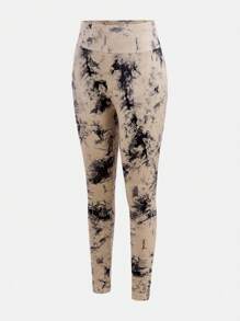 SHEIN Girlism 3件套少女针织棕色、灰色、黑色扎染图案修身休闲腰部镂空设计打底裤，基础百搭，适合返校、假日、家庭户外活动、秋冬季日常穿着。 - 彩色 - 查看 6