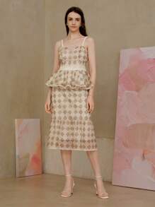 MOTF PREMIUM SAIA COM BABADOS E ESTAMPA DE DIAMANTES