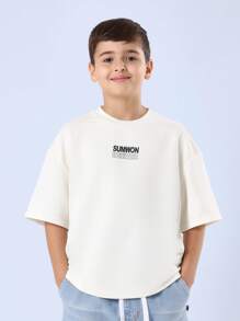 SUMWON Streetwear Oversized T-Shirt Youth Casual Graphic Tee Perfect For Daily Wear School Outings Holidays Weekend Style