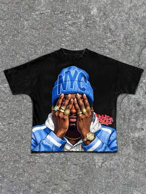 SHEIN Casual Minimalist Round Neck Short Sleeve T-Shirt Suitable For Summer, Tween Boy Boys Graphic Tees Boys Y2k Shirts Rapper Shirts Youth Boys Rapper Shirts Graphic Tees Boys