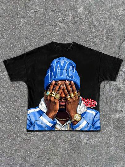 SHEIN Bolty Casual Minimalist Round Neck Short Sleeve T-Shirt Suitable For Summer, Tween Boy Boys Graphic Tees Boys Y2k Shirts Rapper Shirts Youth Boys Rapper Shirts Graphic Tees Boys