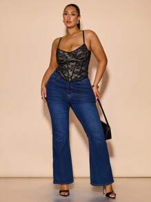 SHEIN BAE 大码蕾丝裸色吊带背心，性感上衣，春夏款，适合7月4日节日、海滩、机场、节日、毕业典礼、夏季、外出、锐舞派对、夜店、生日、西式服装等场合。