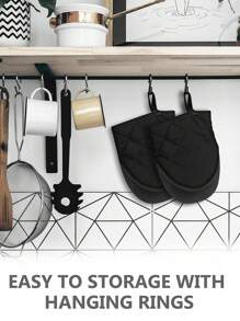 1pc High Heat Resistant 500 ℉ Kitchen Oven Glove, Mini Oven Foot Pad With Non Slip Grip Surface And Hanging Ring, Suitable For Grilling, Baking, Cooking, And Grilling (Black)