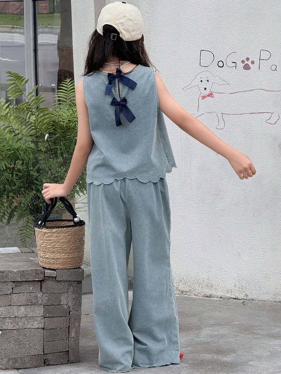 Dazy Kids Tween Girls Denim Outfit, Summer - Light Wash - View 1