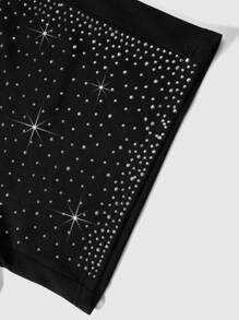 ROMWE MEN Unisex Street Life American Style Rhinestone Print Pattern Shorts - Black - View 6