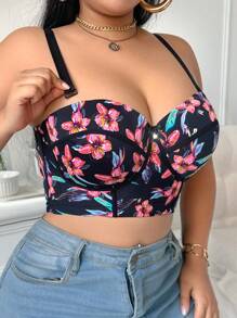 SHEIN 1 pezzo Reggiseno con ferretto e stampa floreale per taglie comode