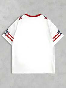 INAWLY American Casual Street Style Flag Star Element Plus Size Women's T-Shirt