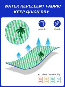 Surfspeed Quần short đi biển cạp rút có túi kẻ sọc hình cây cọ dành cho nam - màu xanh lá - Xem 4
