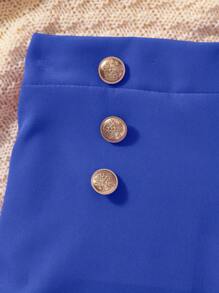 SHEIN Girls' Plain Simple Button Decor Shorts