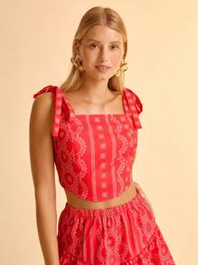 CAJUNI 女式夏季波西米亚度假休闲沙滩露背扎染印花吊带背心 - 彩色 - 查看 6