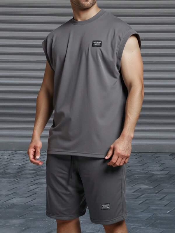 Manfinity Homme Große Größen Herren ärmelloses Tank Top und Shorts Set