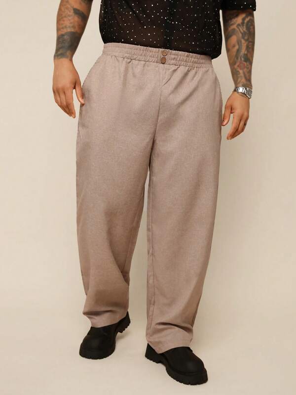 EASEVO Spodnie garniturowe męskie o luźnym kroju i długim fasonie, tkane, w dużych rozmiarach