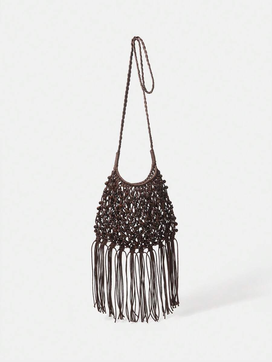 MOTF PREMIUM 女士节日风格流苏钩针斜挎包