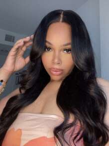 TrueHD 高清真头皮假发 13x4 隐形蕾丝前部波浪卷发，带脸部框架窗帘刘海，混合真皮基底抽绳，预造型，预剪，预拔，无结头发 - SNatural - 查看 5