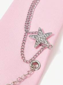 SHEIN ICON Corbata con decoración de cadena de metal de moda - Rosa - Ver 3
