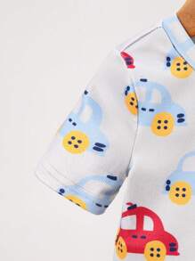 6pcs/Set Infant Boys Cartoon Duck, Rabbit, Car Pattern Short Sleeve Tee & Shorts Soft Comfortable Summer Sleepwear Set - Multicolor - View 6