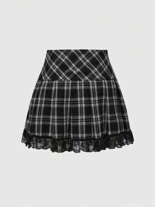 ROMWE Vintage Gothic Plaid 2 Pieces Set For Women - Multicolor - View 4