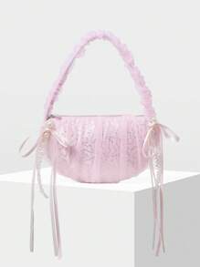 MOTF PREMIUM MESH RUFFLE BOW SHOULDER BAG - Pink - View 1