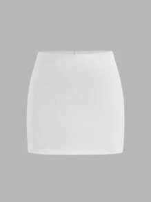 SHEIN Girlism 2pcs/Set Tween Girl Casual Minimalist Comfortable Mid-Waist Snug Fit Mini Skirt Fall Winter