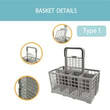 SHEIN 1 Cesta para cubiertos, Canasta de repuesto para cubiertos del lavavajillas universal de varios tamaños, Organizador 2 en 1 para utensilios y cubiertos, Compatible con varios modelos y tamaños de lavavajillas como Bosch, Kitchenaid, Frigidaire, GE - Gris - Ver 3