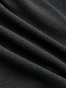 SHEIN Teen Girls Summer Casual & Comfortable Drawstring Cropped Hoodie, Cute Grey