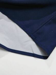 Manfinity RSRT Young Men's Fashionable Casual Short Sleeve Shirt, Slim Fit Button-Down Shirt With Modern And Abstract Geometric Pattern Design, Clean And Contemporary, Adds Structural And Visual Interest, Suitable For Business Casual, Daily Commute, Leisure Holiday Or Semi-Formal Occasions, Holiday Gift, Boyfriend Gift - Navy Blue - View 4