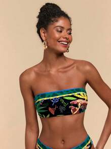 Travachic 女士夏季海滩植物印花性感抹胸比基尼上衣 - 彩色 - 查看 3