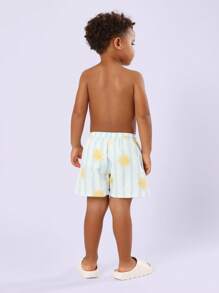 SUMWON 1 pièce Short de bain d'été pour garçons, short de plage, short de piscine, taille élastique avec cordon de serrage, motif soleil, tenue de plage pour vacances, short de bain pour enfants - Multicolore - Voir 6