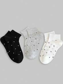 ROMWE Kawaii Calcetines cortos casuales y cómodos con patrón de corazones para mujer - Multicolor - Ver 5