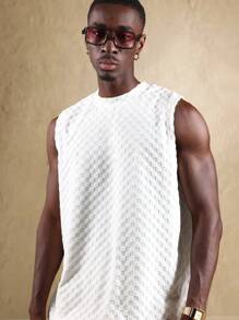 SUMWON Textured Towelling Tank Top Sleeveless Tank Top Summer Beach Vacation Resort Workout Muscle Shirt Casual Weekend Leisure Wear - White - View 3