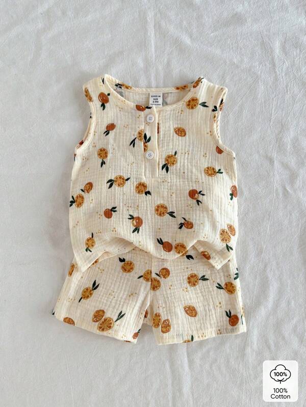 Vintaside Kids Bebeluş Băieţel Fructe Imprimeu Tank Top şi Pantaloni Scurt Ţinută Casual