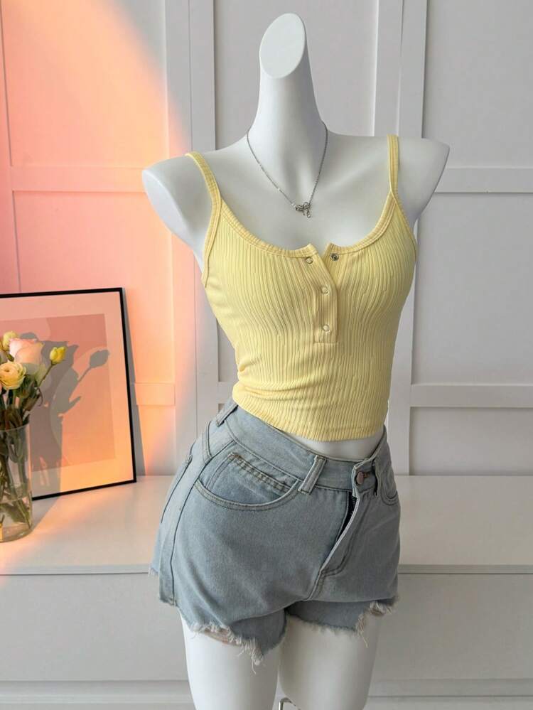 2pcs/Set Women Cream-Colored Camisole And Cardigan Set, Spring/Autumn