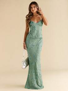 SHEIN BAE Solid Pink Textured Jacquard Women's Backless Tank Top, Vacation Camisole, Jacquard Top - Mint Green - View 4